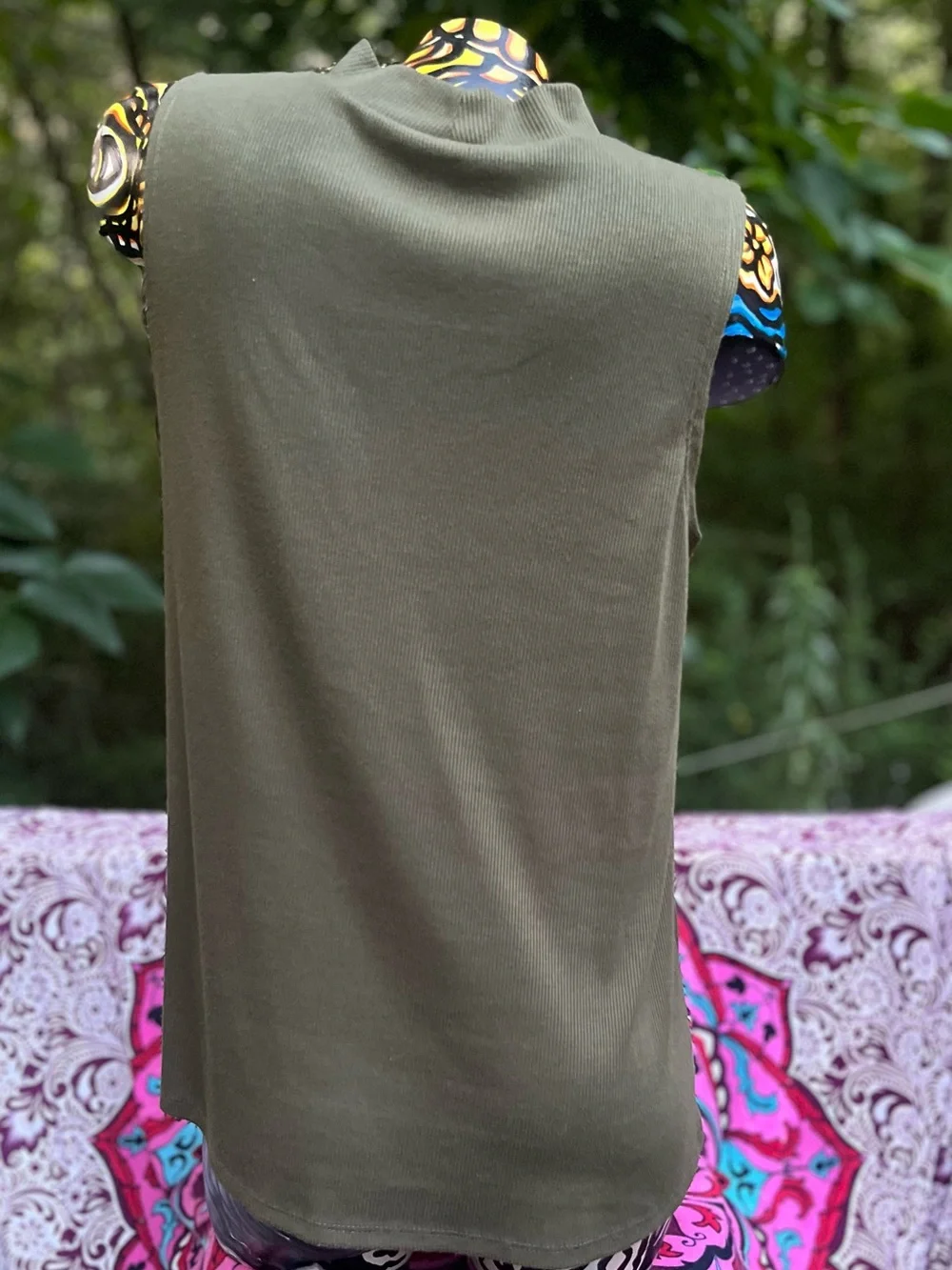 a.n.a Olive Green Sleeveless Mock Neck Tank